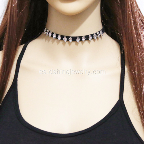 Gargantilla de terciopelo negro accesorios de diamantes de imitación para las mujeres